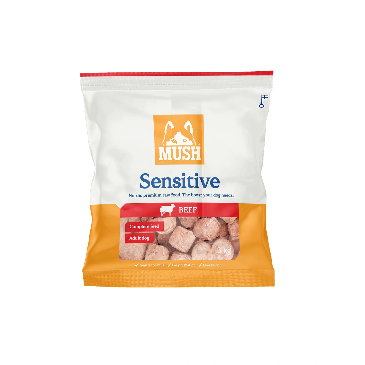MUSH Sensitive Beef okse 3 kg - benfrit råfoder til hund